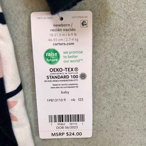 NWT Carter’s Floral Hooded Jumpsuit - Picture 3 of 3